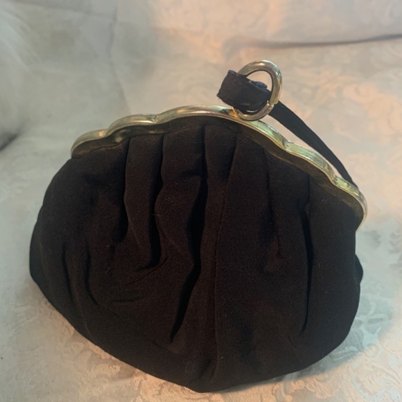 Vintage Harry Levine (HL) Small Fabric Black Clutch with Center Handle - Picture 7 of 16